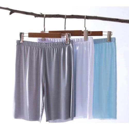 Mens Ice Silk Sleep Bottoms Casual Solid Homewear Elastic Thin Shorts Underwear Male Plus Size 4XL Breathable Sleepwear Pants