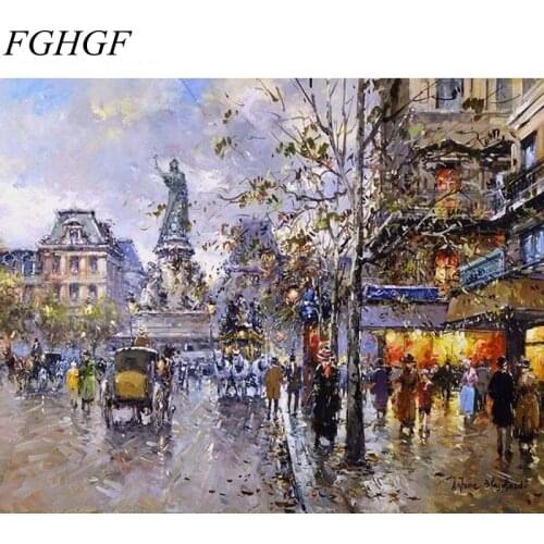 FGHGF Frameless Street DIY Painting By Numbers Hand Painted Painting On Canvas Home Decor For Living Room