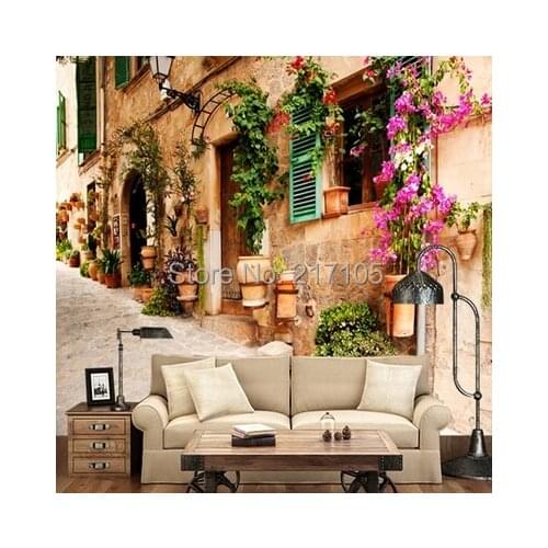 Custom retro wallpaper, large Mediterranean street mural for the living room bedroom wall vinyl wallpaper Papel de parede