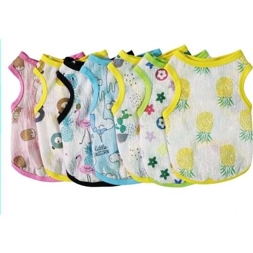 Dog Clothes Summer Pet Cat Vest Cute Printed T-Shirt Teddy Pug Chihuahua Simple Puppy Dogs Coat Cool and Breathable Pet Clothing