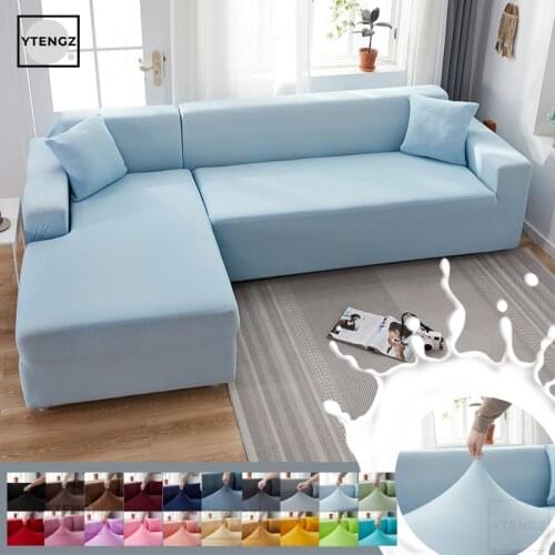 Solid Color Elastic Slipcovers Stretch Couch Cover Sofa Towel Corner Sofa Covers for living room fully wrapped chaselong cover