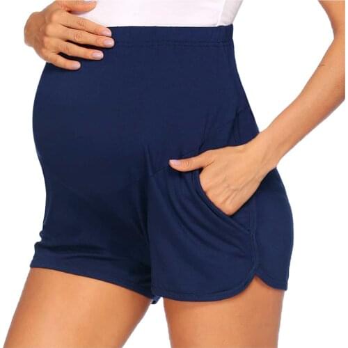 Pregnant Women Solid Color Workout Lounge Shorts Summer Soft Maternity Short Pants Pregnancy Yoga Shorts Pants Korean Style L4