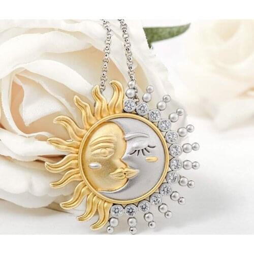 Ins Simple Wild Sun Moon Long Necklace Female Personality Trend Necklace T21F
