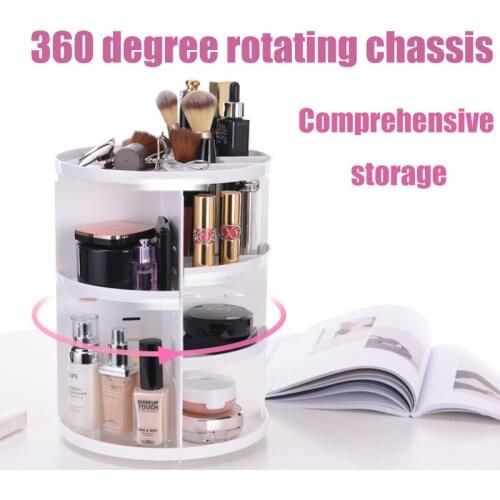 360 Degree Rotation Transparent Acrylic Cosmetics Storage Box Fashion Spin Multi-function Detachable Makeup Organizer Beauty
