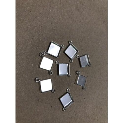 12mm Blank Square Deep Bezel with 2 Loops Bracelet Connectors Bases Cameo Cabochons Settings Findings DIY Making