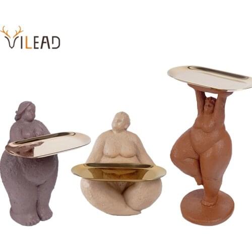 VILEAD Resin Craft Fat Girl Storage Statue Nordic Creative Ornaments Living Room Bedroom Desktop Decoration Desk Accessories