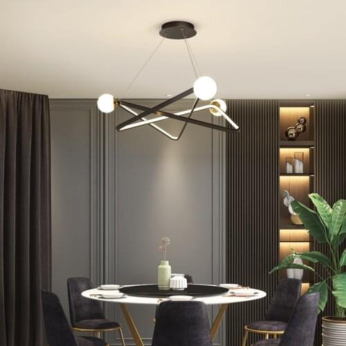 Black or gold LED Chandeliers Aluminum Modern chandelier Nordic lamp Creative For Living Room Dining Room Suspension Luminaire