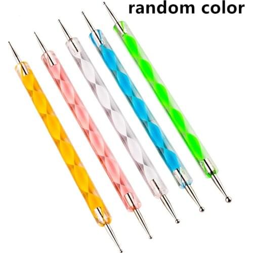 TP UV Gel Painting Nail Art Dotting Pen Acrylic Handle Rhinestone Crystal 2 Way Brush Salon Decoration Manicure Tools Kit