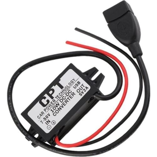 Waterproof DC 7-50V To 5V 2A USB Female Step Down Converter Regulator For Car With overload over low voltage protection