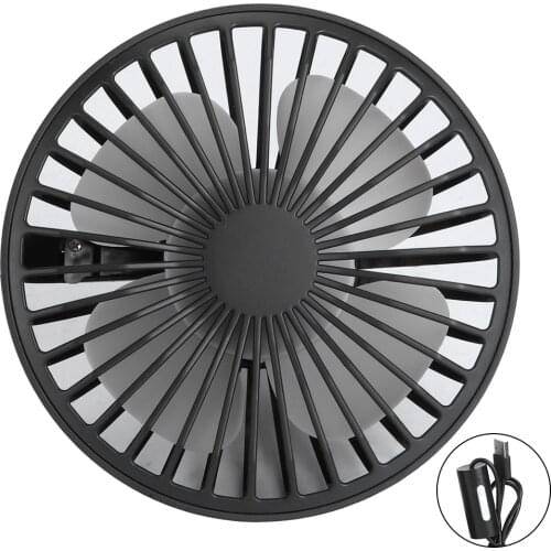 USB Car Fan Suction Cup Car Seat Back Single Head Car Fan 5V 5W Universal Large Wind USB Car Fan Accessory With LED Light