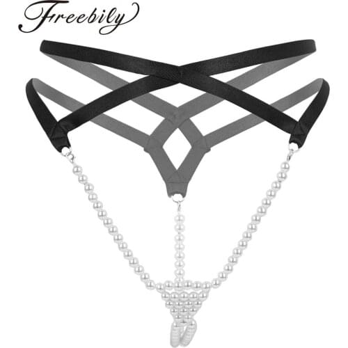 Women Erotic Sexy Panties G-String Thong Ladies Pearl Bondage T-Back Open Butt String Bikini Panties Fashion Women Underwear