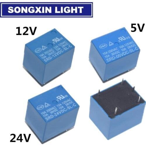 10PCS DC 5V 12V 24V Power Relay SRD-05VDC-SL-C PCB Type SRD-12VDC-SL-C PCB Type SRD-24VDC-SL-C PCB Type
