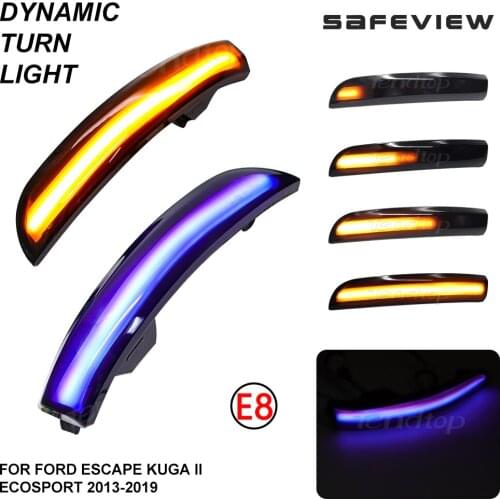 2pcs Dynamic Indicator Blinker Light Smoked Turn Signal Streamer Lamp Car Accessories For Ford Escape Kuga II EcoSport 2013-2019