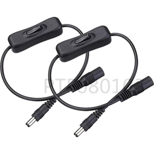 2pcs Inline DC Power Switch with 5.5mm x 2.1mm Barrel Connectors for DC 12V 24V 5050 5630 3528 LED Strip Light