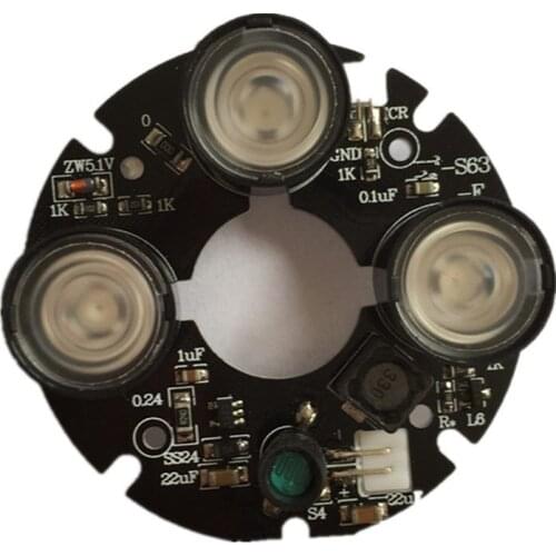 3 array IR led Spot Light Infrared 3x IR LED board for CCTV cameras night vision (53mm diameter)