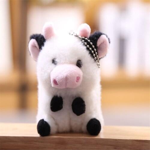 40PCS Wholesale , 12CM Cow Animal Keychain Plush TOY , New Stuffed Party Gift Doll