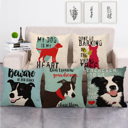 45cm*45cm color pet dog and letters pattern linen/cotton throw pillow covers couch cushion cover home decor pillow