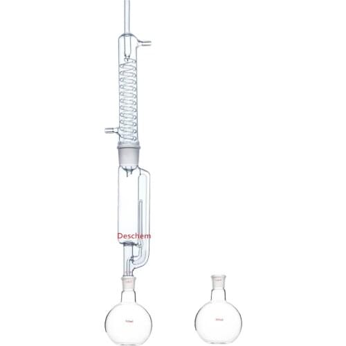 500ml,24/29,Glass Soxhlet Extractor,Coil Graham Condenser,Two Flat Bottom Flask