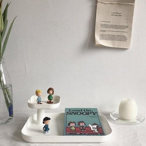 Simple Style White Double Storage Tray Cosmetic Jewelry Toy Decoration Jewelry Display Rack Storage White Plate Minimalism