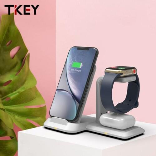 Wireless Charging Stand With EU Charger 10W Fast Charge 3 In 1 Wireless Charger For IPhone11Pro/Xs/Max Airpods Apple Watch 3 4 5