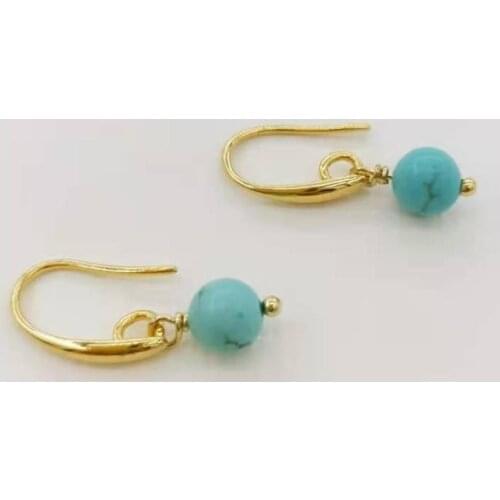 Turquoise Drop Earrings 14K Gold Filled Delicate Natural Stones Pendant Charm Dangle Classic Women Elegant Daily Simple Earrings