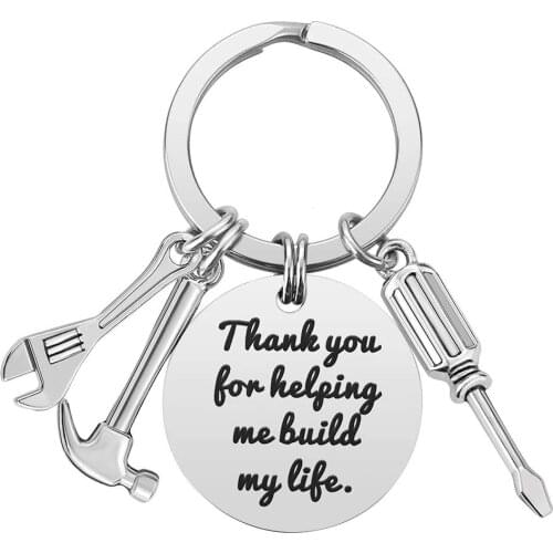 Fathers Day Keychain If Dad can`t fix it Stainless Steel Hammer Screwdriver Wrench Dad Tool