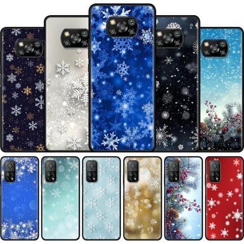 Snow Flower Funda For Xiaomi Poco X3 NFC M3 Pro 5G F1 F3 GT Phone Case Black Soft Cover X3Pro X3GT TPU Coque Luxury Bumper Capa