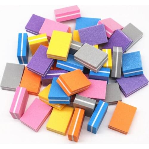 10PCS/Lot Double-sided Mini Nail File Blocks Colorful Sponge Nail Polish Sanding Buffer Strips Polishing Manicure Tools