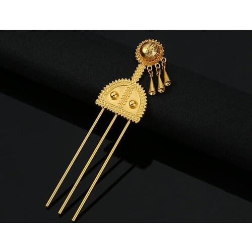 Ethiopian Hairpin Jewelry Gold Color Hair Combs Africa Eritrea Kenya Hair Sticks Fashion Jewelry