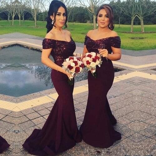 Elegant Long Mermaid Prom Dresses Floor Length Sequins Satin Sexy Prom Gown Formal Party