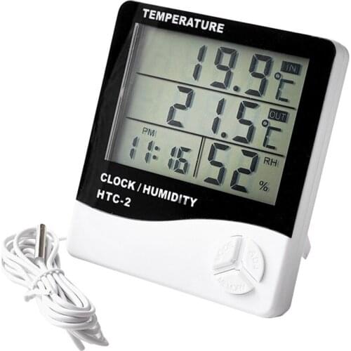 LCD Time Desktop Table Clocks Digital Thermo Hygrometer Humidity Room Temperature Meter Weather Station Clock