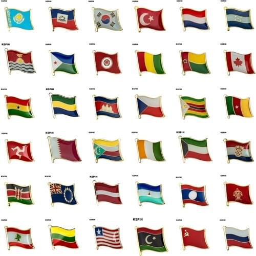 Flag Laple Pin Badge Brooch Cambodia Canada Czech Rep. Zimbabwe Kuwait Croatia Kenya Kazakhstan Haiti South Korea Turkey