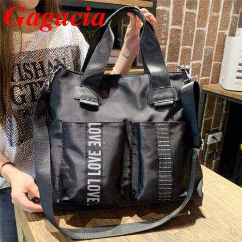 GAGACIA Fashion Black Handbags For Womens Oxford Gym Large Capacity Shoulder Bags Girls Korean Style High Quality Female Totes