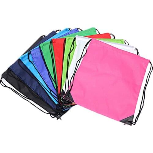 Canvas Drawstring Bags Waterproof Backpack Beach Shoulder Bags Storage Multi-Purpose Convenient Solid Color Lace-up Pack