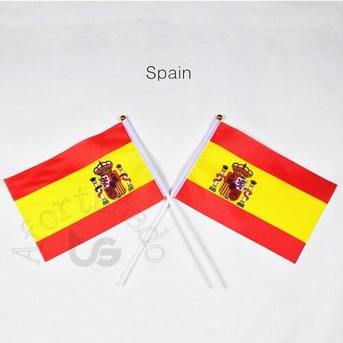 Spain flag Banner 14*21cm hand waving National flag Home Decoration flag banner