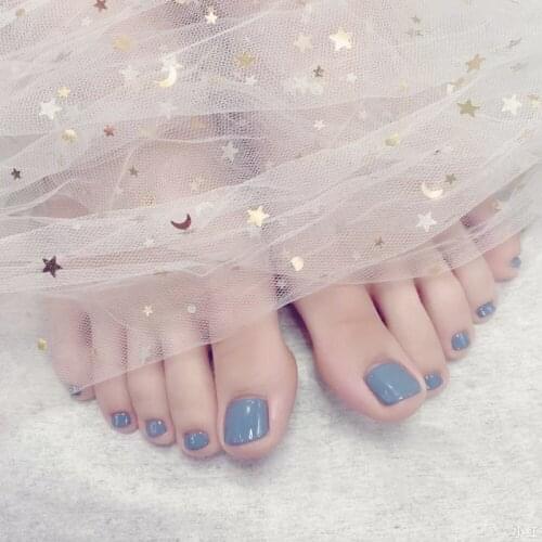 Short False Toenails Artificial Feet Nails Full Cover Square Fake Toenails For Women Teens Girls DL