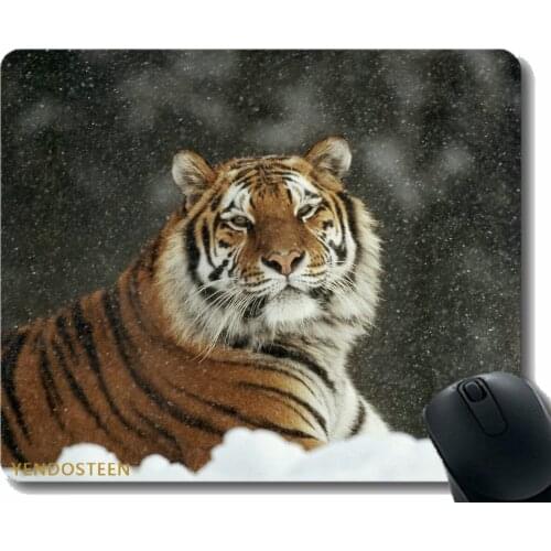 Mouse Pad Funny Customized,Tiger Predator Big Cat Snow 103879 Non-Slip Rubber Base Mousepad