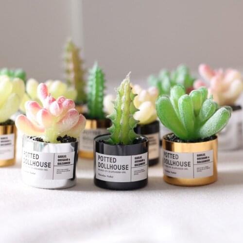 Dollhouse Metal Succulent Potted Plant Mini Miniature Model OB11 Plant GSC Handmade Material Dolls Accessories
