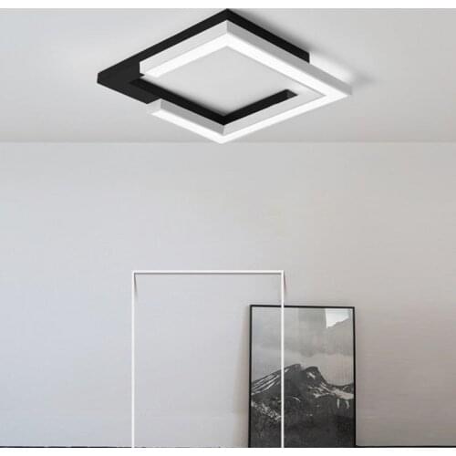 Square/Round White+Black Ceiling Lights for Living bed Room surface mounted Modern LED Ceiling Lamp Lights for office study room