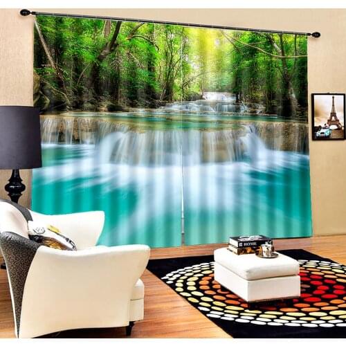 Landscape Plants Natural Scenery Printed Curtains Bedroom Shading Fabrics Custom Decorative Curtains with Hook Accessories