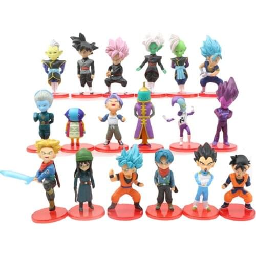 18Pcs/Set Dragon Ball Z Anime Figure Super Saiyan God Broly Son Goku Gohan Gotenks Vegeta Vegetto Freeza Mini PVC Figures Toys
