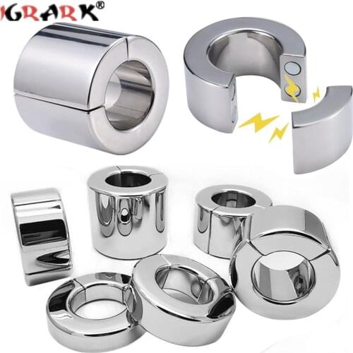 Male Stainless Steel Penis Rings Lock Cockring Heavy Metal Ball Stretcher Scrotum Delay Ejaculation BDSM Erotic Sex Toys for Men