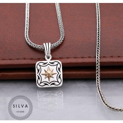 Silva Original 925 Sterling Silver Pendant Necklace for Men S925 silver fashion Jewelry Gift Mens Cable Chai
