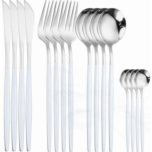 Gold Cutlery Set Stainless Steel Tableware Gold Spoon Dinnerware Set 16 Pieces Forks Knives Spoons Kitchen Set Dropshipping
