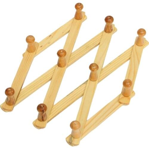 Accordion Wall Hanger 10 Hooks Pack Of 2 Natural Wood Wall Mounted Expandable Accordion Peg Coat Rack Hanger 2 Pack