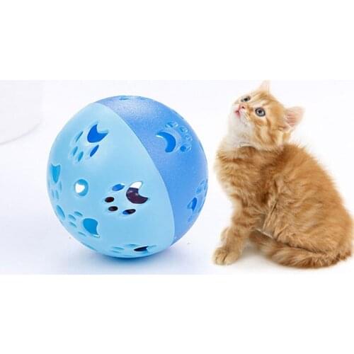 New 1PC Cat Ball Toy For Cat Self-excited Toy Paw Print Candy Color Hollowed-out Bell Interactive Cat Toy Bell Ball Pret Supply
