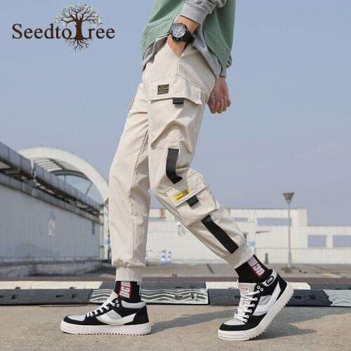 Mens Casual Pants Loose Straight Leg Sweatpants Korean Fashion Trousers Overalls Big Pocket Cargo Pants
