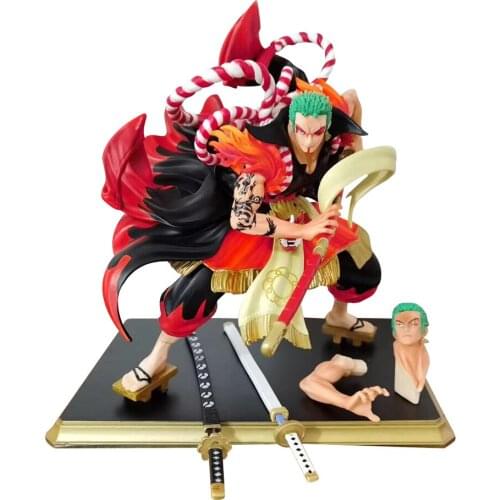 One Piece GK Roronoa Zoro Anime Action Figure Model 24cm One Sword Style Death Lion Song Version Statue Collection Toy Figma