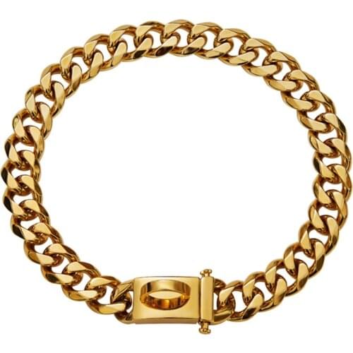 15mm Titanium Steel Alloy Collar Dog Chain Collars Large Pet Training Bulldog Decoration Silver Golden Yellow Cool Collar