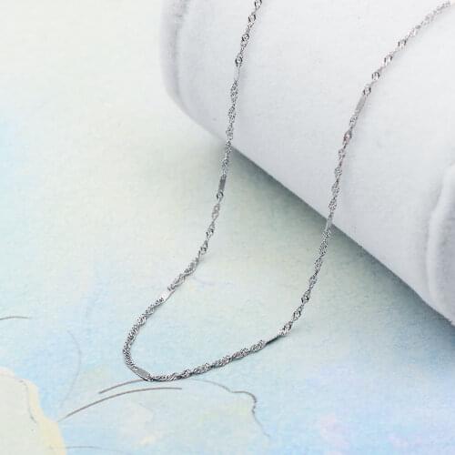 New 16INCH Solid 18K White Gold Necklace 0.7mm Singapore Link Chain / 1.1g Au750